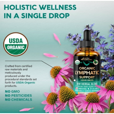 Organic Lymphatic Drainage, Suporte imunológico, Limpeza e Desintoxicação, 59ml, Nutraharmony