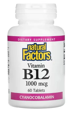 Vitamina B12, 1.000mcg, 60 comprimidos, Natural Factors