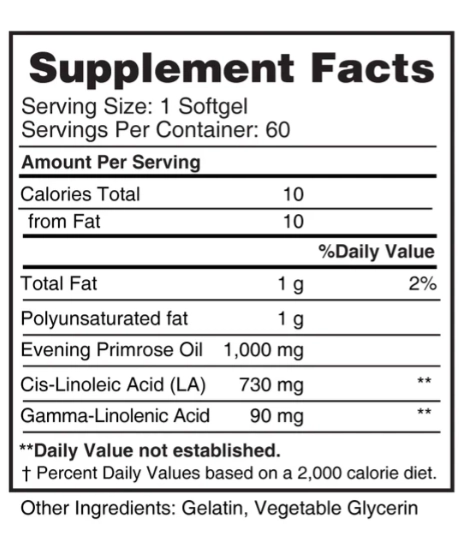 Óleo de prímula, Evening primrose, 1000mg, Earth's Creation