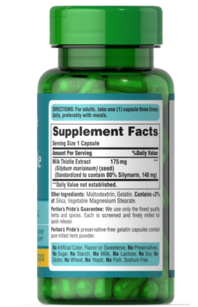 Milk Thistle, 175mg, 100 Cápsulas, Puritan's Pride