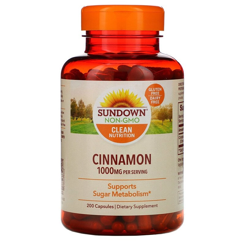 Cinnamon (Canela) 500 mg, 200 Cápsulas, Sundown