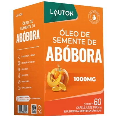 Óleo de Semente de Abóbora 1000mg com Vitamina E, 60 Cápsulas, Lauton Nutrition