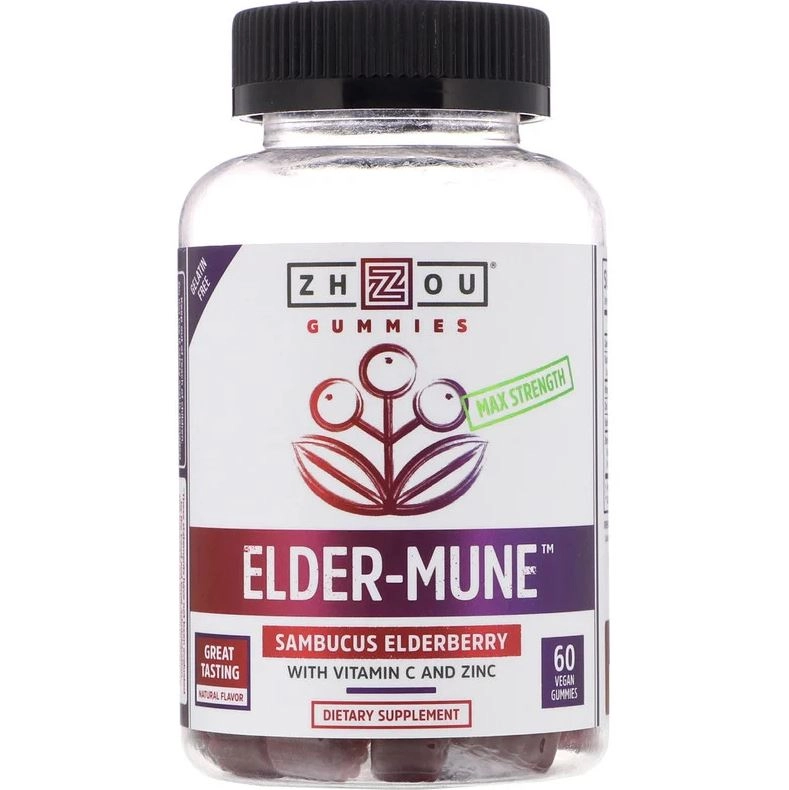 Elder-Mune Extrapotência, Baga de Sabugueiro, 60 Gomas, Zhou Nutrition