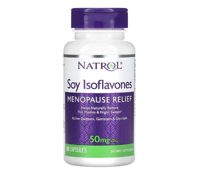 Soy Isoflavonas 50mg, Tratamento para Sintomas da menopausa, 60 cápsulas, Natrol