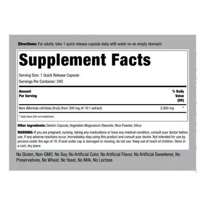 Noni, Morinda Citrifolia, 3000mg, 240 Cápsulas, PipingRock