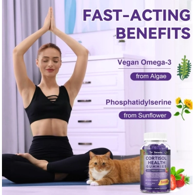 Cortisol Health, Formula 20 em 1 Com Ashwagandha, Rhodiola e Magnésio, 60 Gomas, Totaria Health