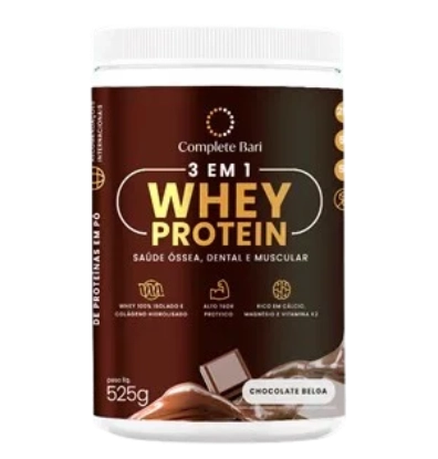 Whey Isolado 3 em 1, 525g Sabor Chocolate, Complete Bari