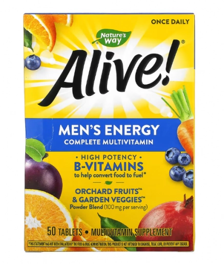 Alive, Multivitamínico Completo Masculina, 50 Comprimidos, Nature's Way