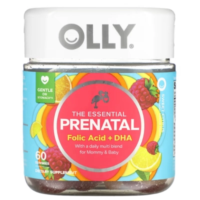 The Essential, Multivitamínico Pré-natal, com Ácido Fólico + DHA, 60 Gomas Sabor Cítrico Doce, OLLY