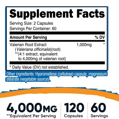 Valerian Root Extract (Extrato de Raiz de Valeriana) , 1500mg, 240 Cápsulas, Nutricost