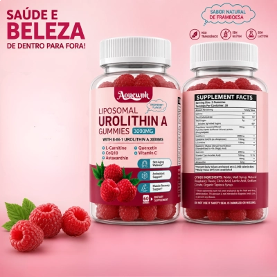 Liposomal Urolithin A 3000mg, Energia, Vitalidade e Longevidade, 60 Gomas, Aouewnk
