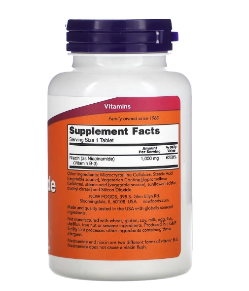 Niacinamida 1000mg, 90 Comprimidos, Now