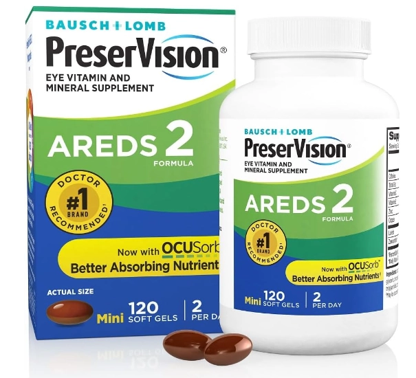 PreserVision, Vitaminas e Minerais para os Olhos Areds 2, 120 Cápsulas, Bausch & Lomb