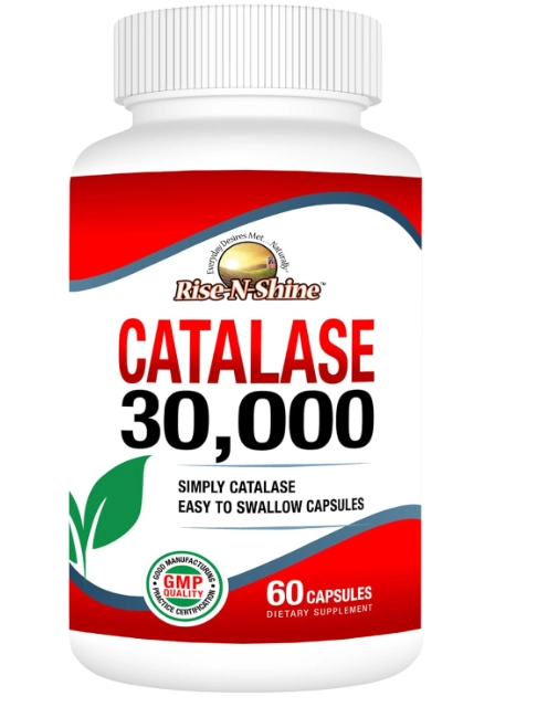 Catalase 30000UI, Enzimas Antioxidantes E saúde do cabelo, 60 Cápsulas, Rise N Shine