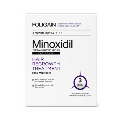 Minoxidil 2%, Tratamento para Estímulo do Crescimento Capilar e Ativação dos Folículos, 3 Meses, Foligain