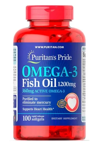 Ômega-3 1200mg, 360mg de Ômega-3 Ativo, 100 Cápsulas, Puritans Pride