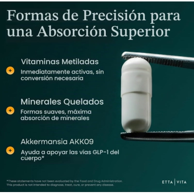 GLP-1 Companion, Multivitamínico Completo para Suporte de GLP-1, 60 Cápsulas, Etta Vita