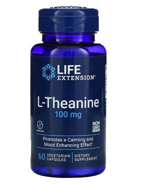 L-theanine, 100 mg, 60 Cápsulas, Life Extension