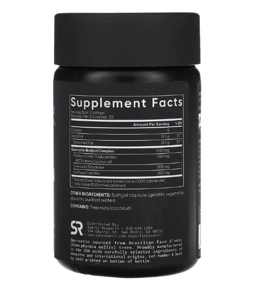 Quercetina 1250mg, 30 Softgels, Sports Research