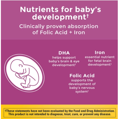 Pré-Natal com Ácido Fólico e DHA, 90 Cápsulas, Nature Made