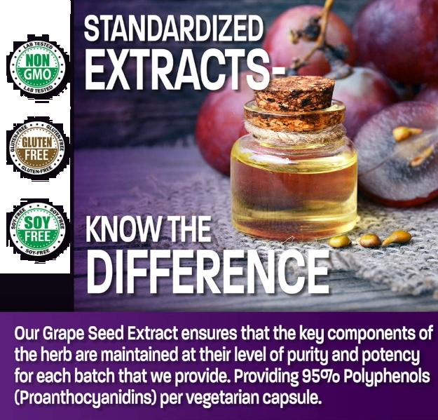 Grape Seed Extract, Semente de Uva 400mg, Com  95% de Proantocianidinas, 180 Cápsulas, Bronson