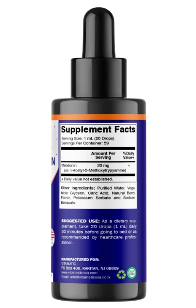 Melatonina 20mg, Sabor Goji Berry, 59Ml, Vitamatic