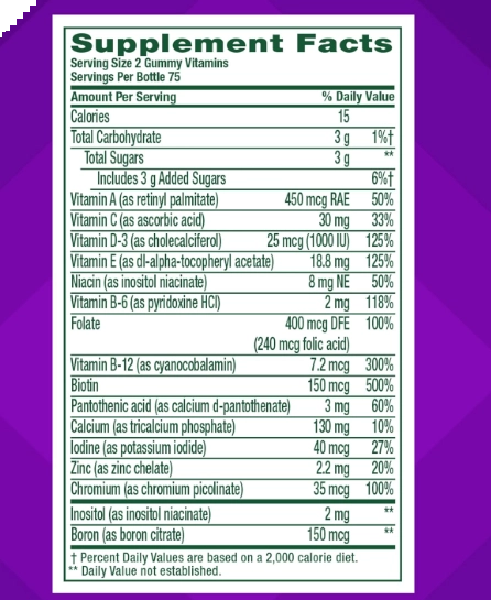 Multivitamínico feminino, Vitaminas Diárias A, C, D, E, B-6 e B-12, 150 Gomas, Vitafusion