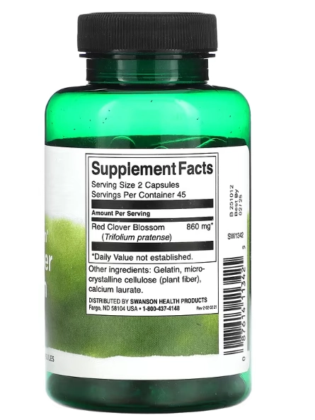 Full Spectrum Red Clover Blossom, Flor de Trevo Vermelho 430mg, 90 Cápsulas, Swanson