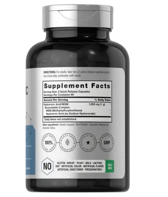 Acido hialuronico	, Com MSM, 1000mg, 120 Cápsulas, Horbaach