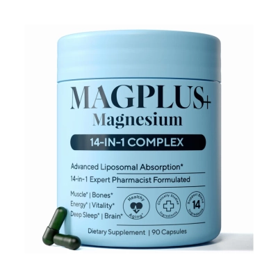 Magnésio 13-em-1, Suporte Completo, 90 Cápsulas, MagPlus+