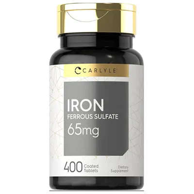 Ferro, 65mg, 400 Comprimidos de  Alta potência, Carlyle