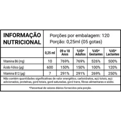 Metilfolato B9 + Vitaminas B6 e B12, 30ml, Flora Nativa