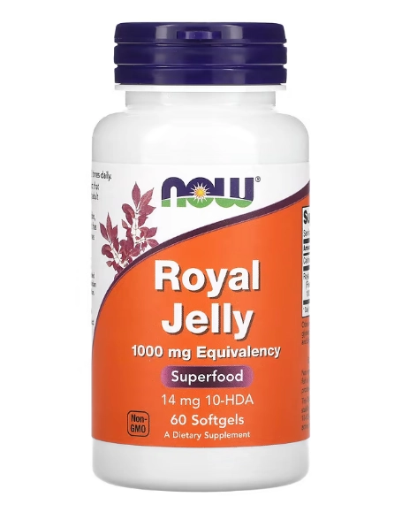 Geléia Real, 1000mg, 60 Cápsulas, Now