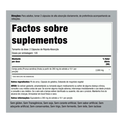 Black Cherry (Cereja Preta), 2800mg, 240 Cápsulas, PipingRock