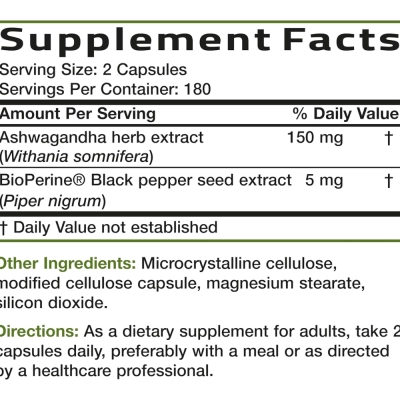 Ashwagandha Extra Strength, 150mg, 360 Cápsulas, Bronson