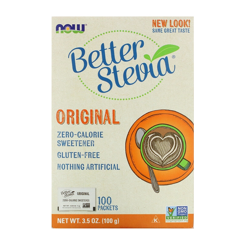 Adoçante com Zero Calorias, Original, 100 Pacotes, 100g, Better Stevia, Now