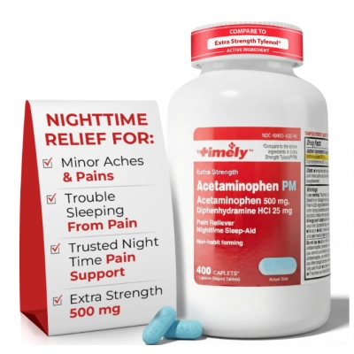 Acetaminophen 500mg e Diphenhydramine 25mg, Acetaminofeno Analgésico, 400 Comprimidos,Imely 