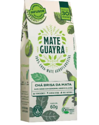 Chá Brisa da Mata, Sabor  Mate Verde, Hibisco, Limao e Gengibre, 60g, Mate Guayrá