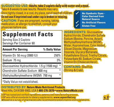 Glucosamina Condroitina Complex com MSM, 120 Comprimidos, Nature Made