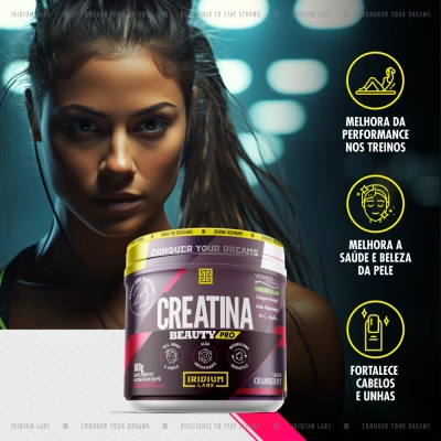 Creatina Monohidratada com Colágeno Verisol®, Ácido Hialurônico e Biotina, Sabores, 180g, Iridium Labs