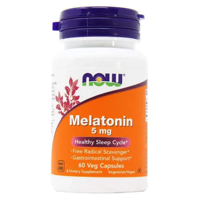 Melatonina 5mg, 60 cápsulas Veganas, Now Melatonina 5mg, 60 cápsulas Veganas, Now