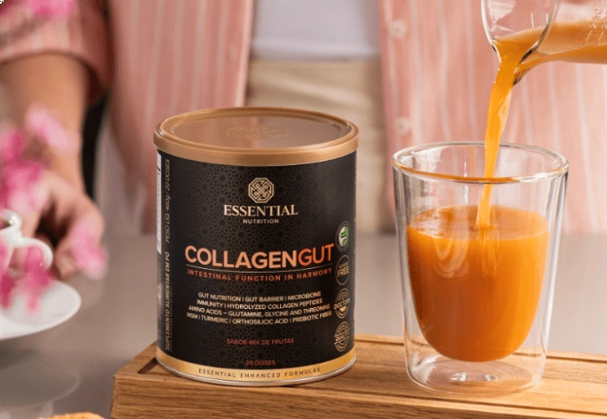 Colágeno, Collagen Gut, 400g Sabor Laranja e Blueberry, Essential Nutrition