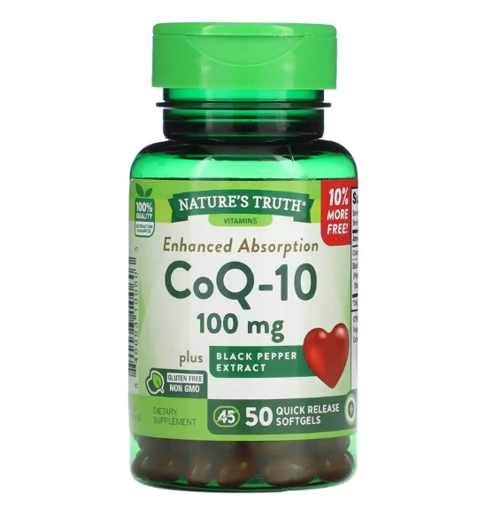 Coenzima CoQ-10, Absorção Rápida, 100mg, 50 Cápsulas, Nature's Truth