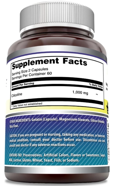 Citicolina 1000mg, 120 Cápsulas, Amazing Formulas