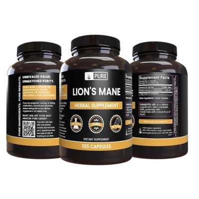 Lion's Mane, Juba de Leão Puro, 365 Cápsulas, Pure