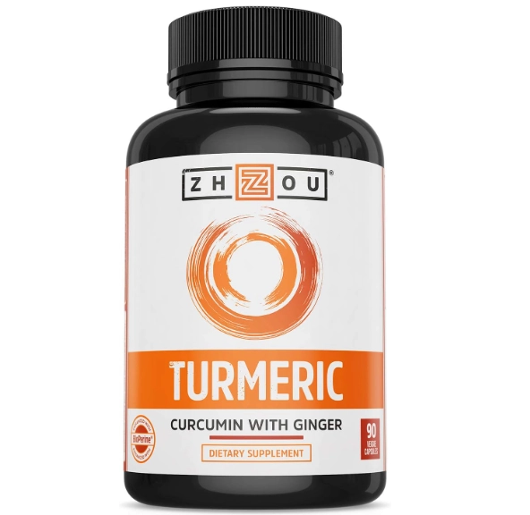 Turmeric (Cúrcuma) com Gengibre, 1800mg, 90 Cápsulas, Zhou
