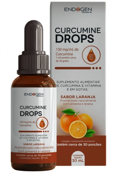 Curcumine Drops, 30Ml, Sabor Laranja, Endogen