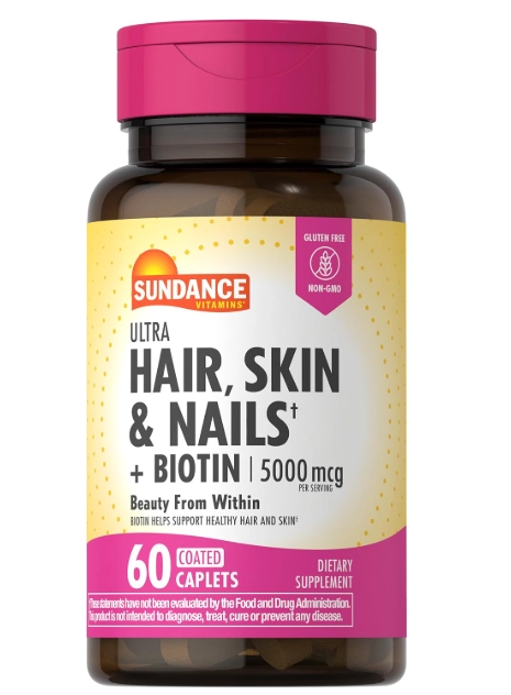 Hair, Skin & Nails, Cabelo, Pele e Unhas, Com Biotina 5000mgc, 60 Tablets, Sundance