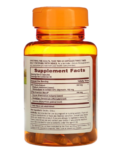 Milk Thistle, 240mg, 60 capsulas, Sundown