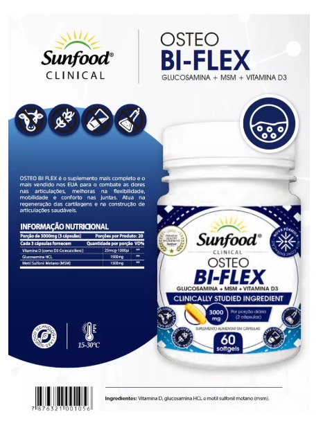 Osteo Bi-flex 3000mg, 60 Cápsulas, Sunfood